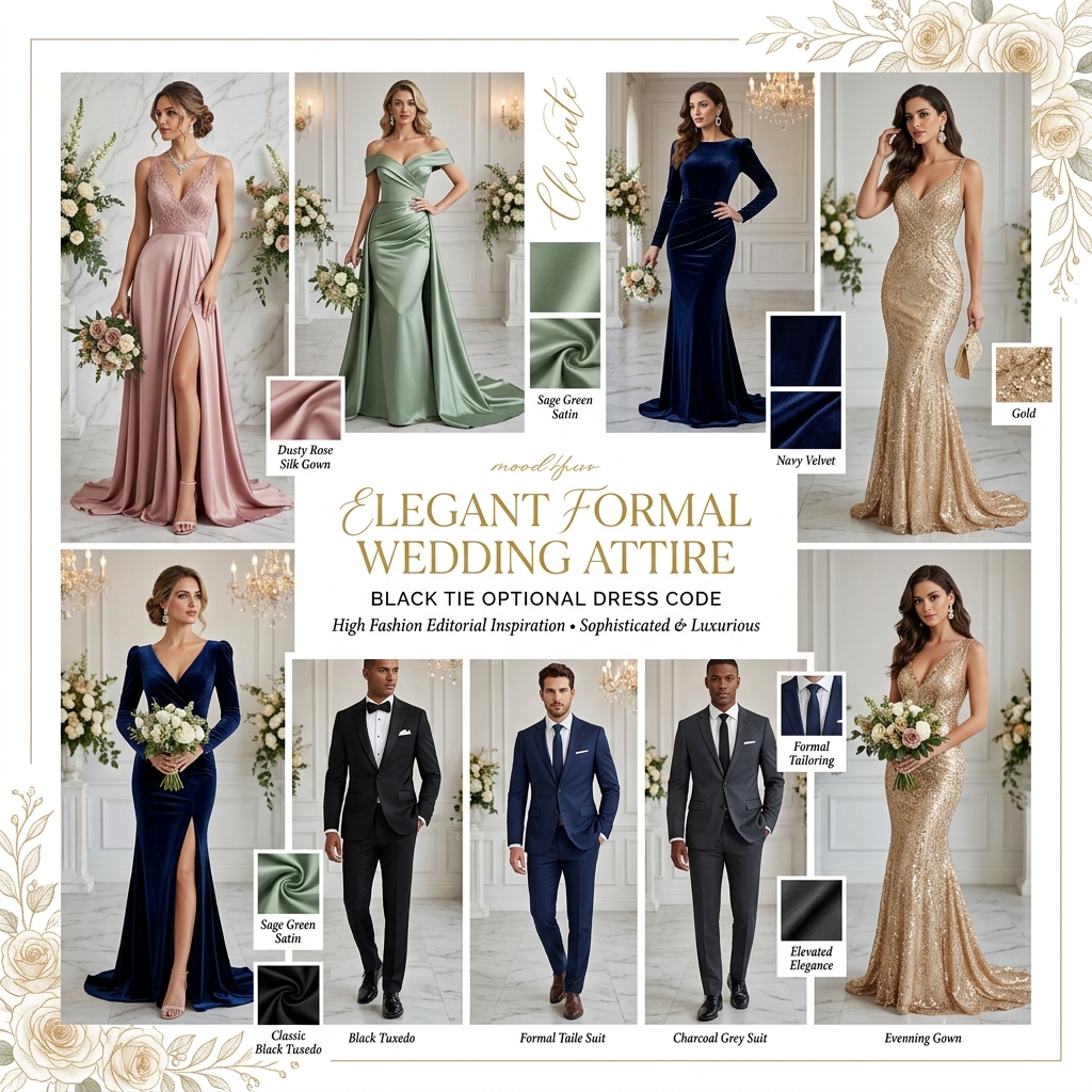 Referencia de vestimenta formal para la boda